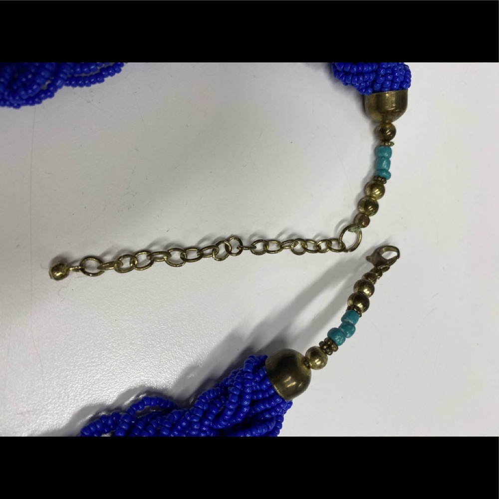 Beautiful bright blue braided necklace - Picture 2 of 3